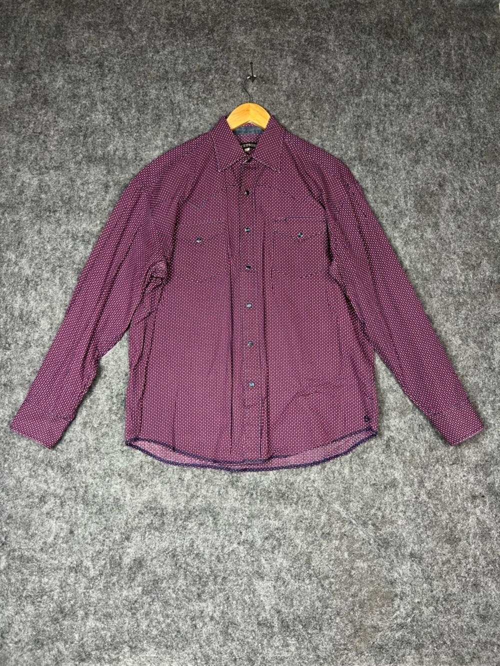 Stetson Men's Purple Micro-Pattern Button-Down Shirt Size Large